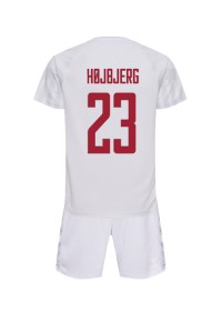 Tanska Pierre-Emile Hojbjerg #23 Jalkapallovaatteet Lasten Vieraspeliasu MM-kisat 2022 Lyhythihainen (+ Lyhyet housut)